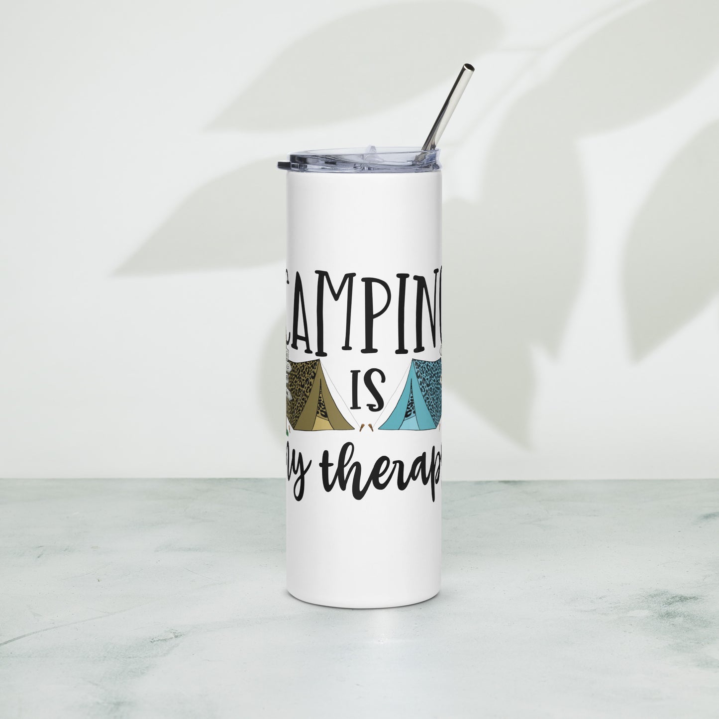 "Camping is My Therapy Stainless Steel Tumbler - Keeps Drinks Cold or Hot"